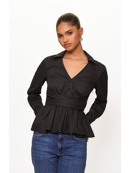 Barber Wrap Top - Black