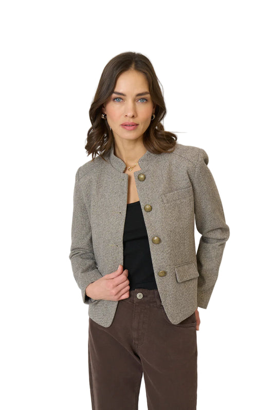 Halsey Mandarin Jacket - Brown