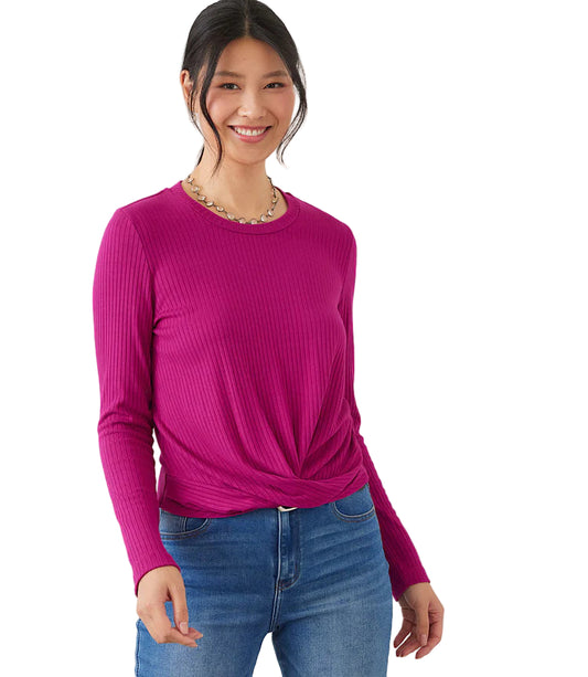 Drape Front Crossover Top - Magenta