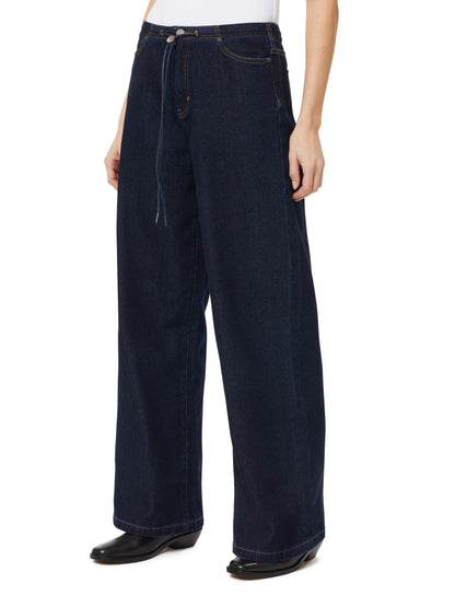Jade Drawstring Wide Leg Jeans - Rinse