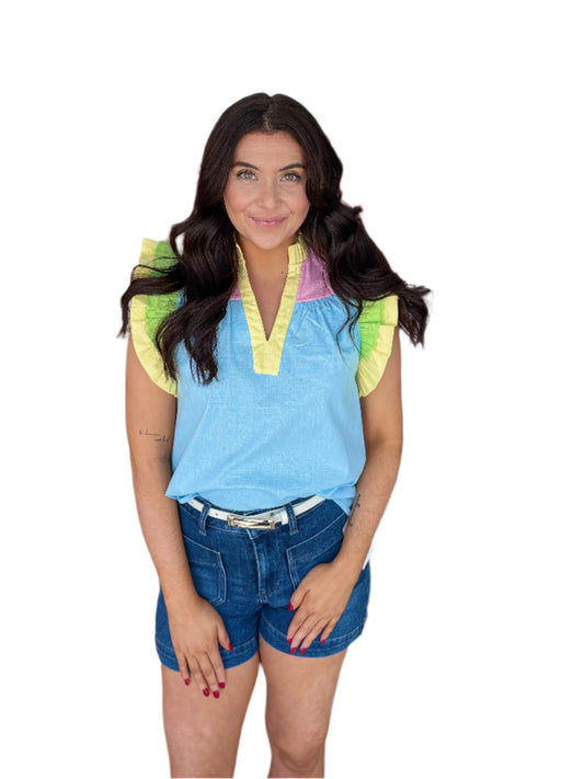 Darby Top - Light Blue