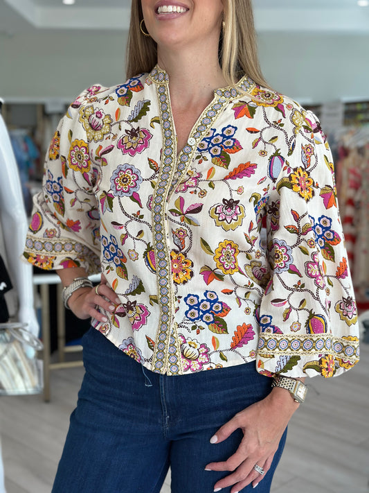 Emily Top - Spring Flower Ivory
