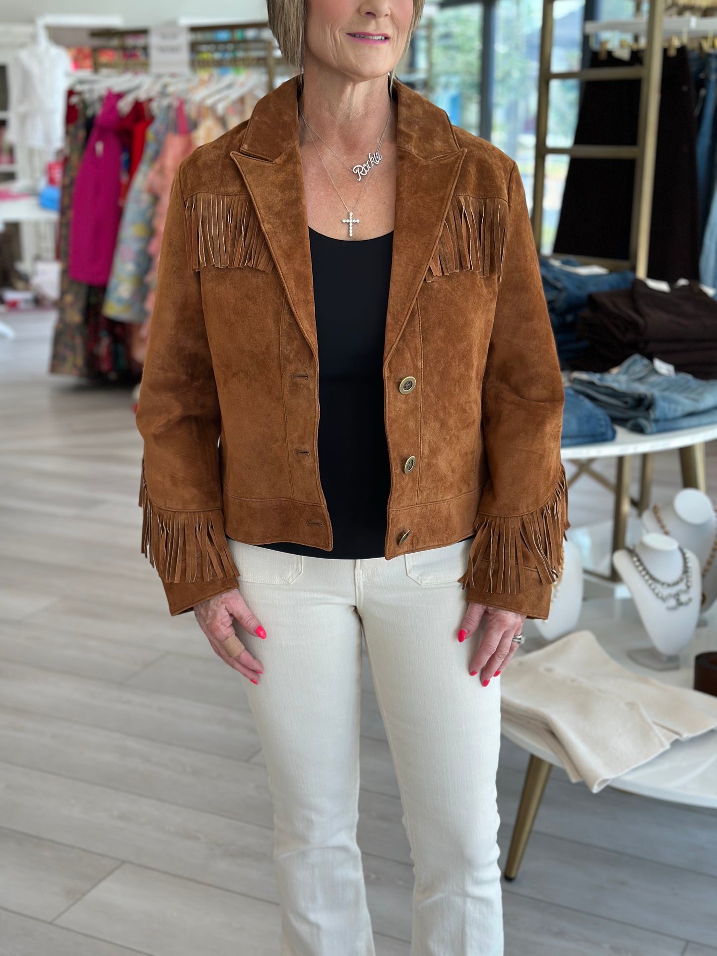 Atlas Suede Fringe Blazer