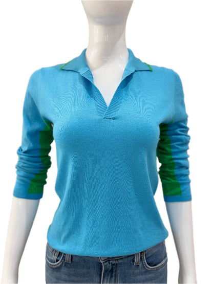 CS570CM Polo Collar Top - Turquoise