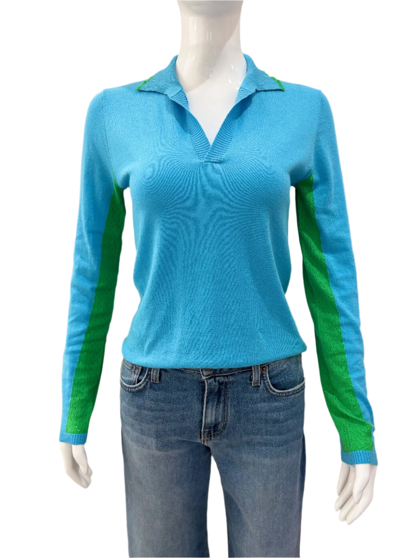 CS570CM Polo Collar Top - Turquoise