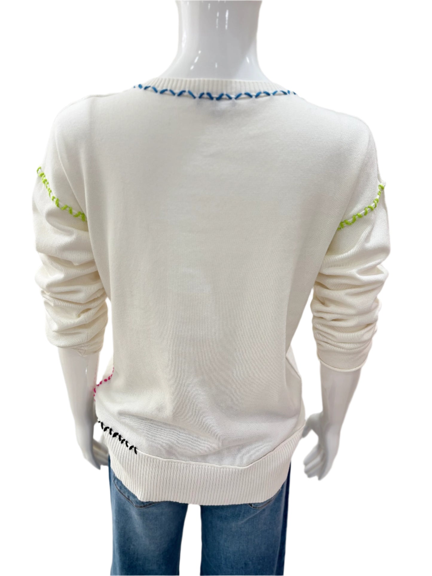 CT310 Color Stitch Top - White