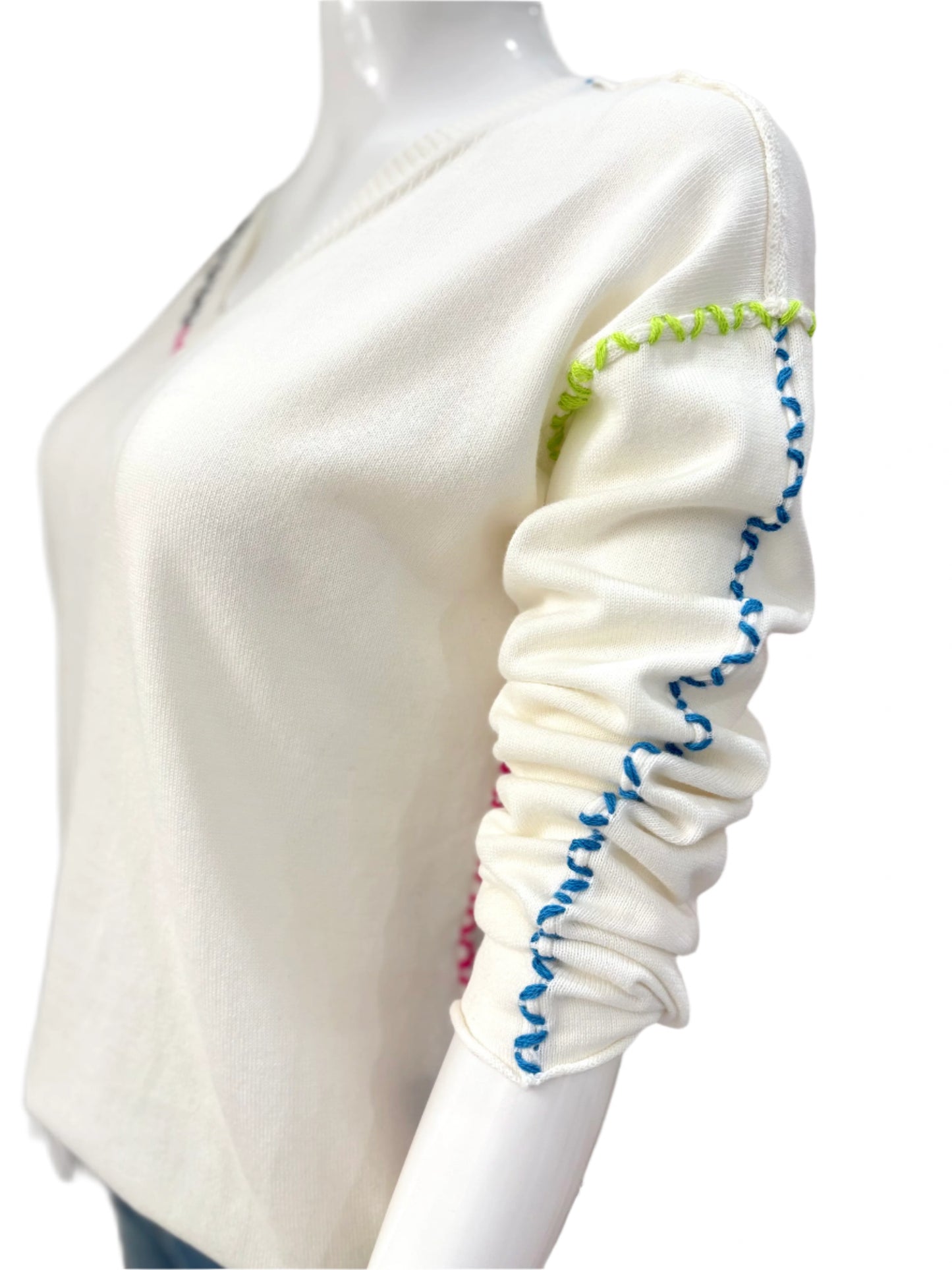 CT310 Color Stitch Top - White