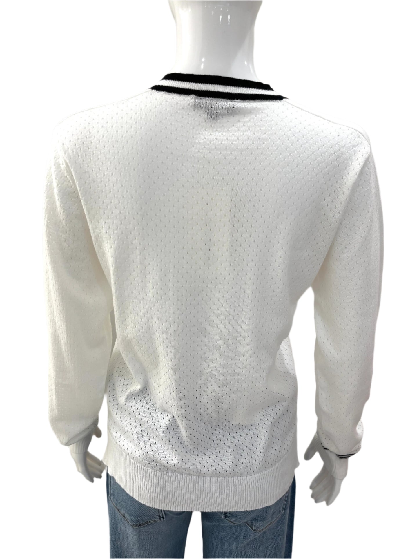 Birdie Perforated V Neck Top - White