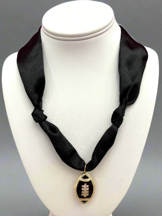 Scarf Necklace - Black Football