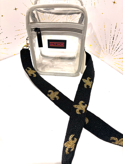 Beaded Bag Strap Fleur De Lis