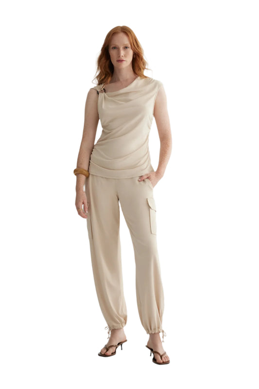 Matte Jersey Cargo Pant - Champagne