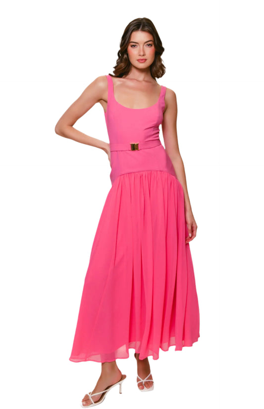 Ridge Drop Waist Maxi Dress - Bubblegum