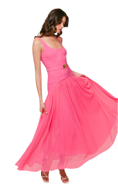 Ridge Drop Waist Maxi Dress - Bubblegum