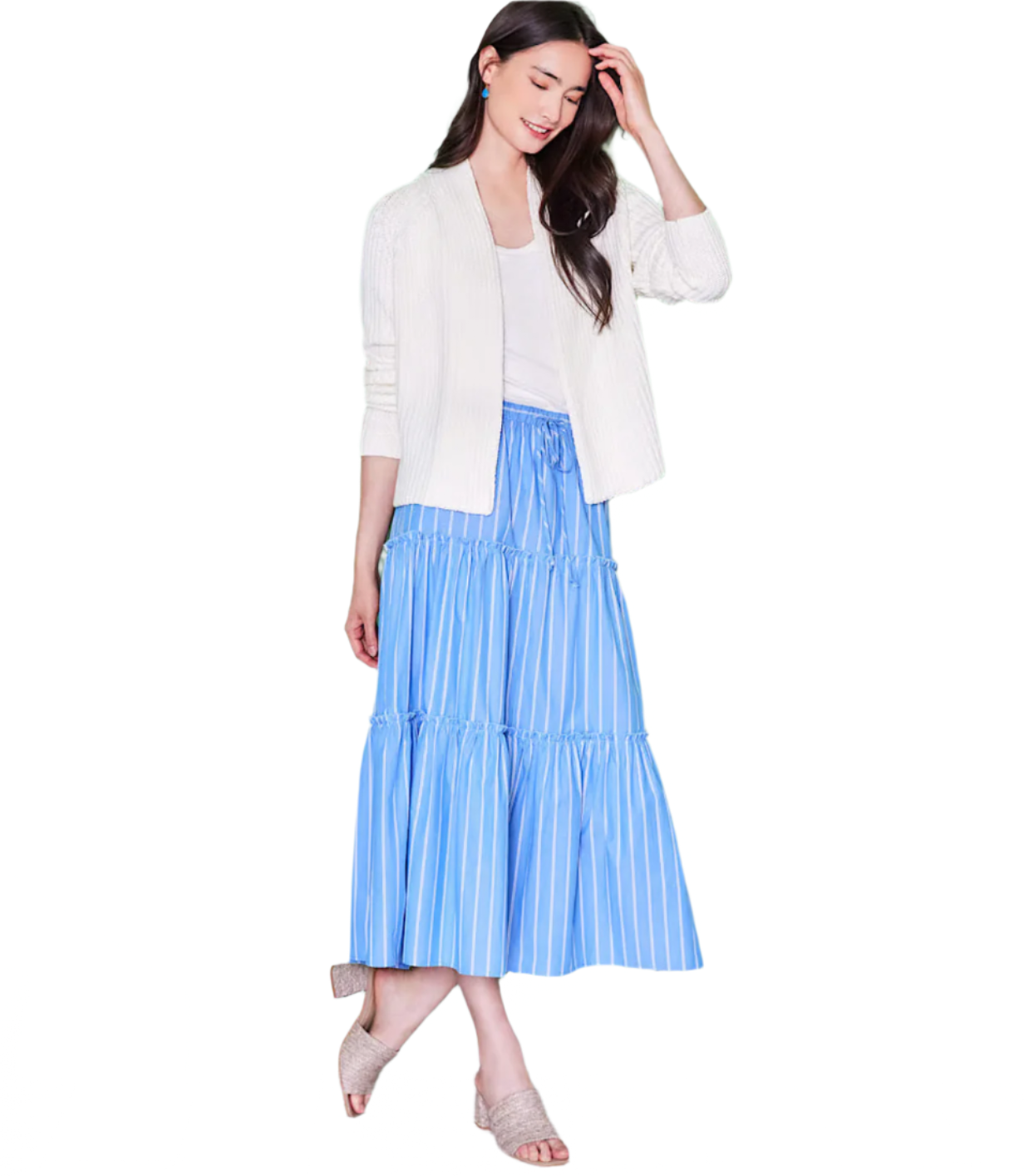 Tiered Midi Skirt - Blue
