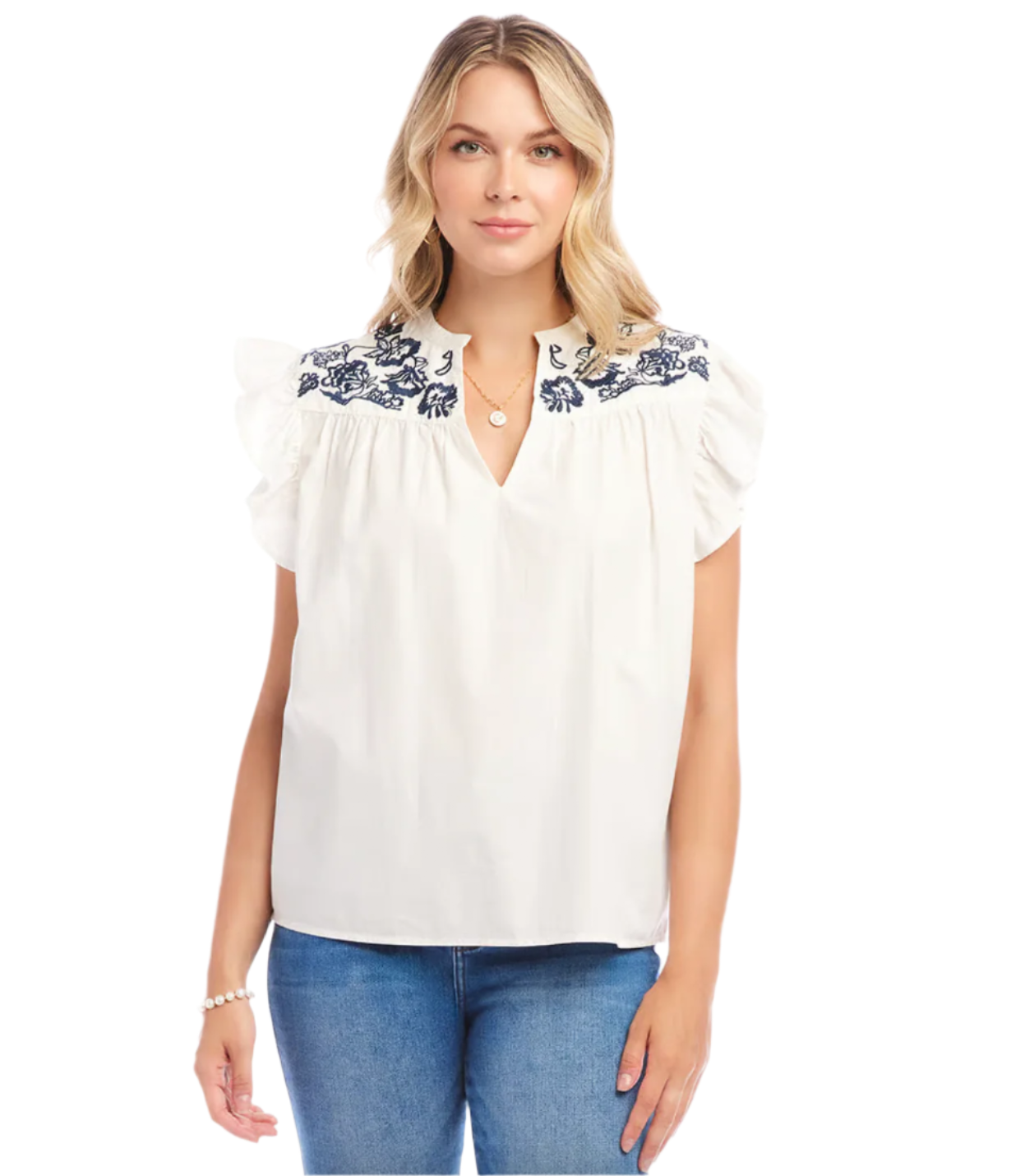 Embroidered Top - White
