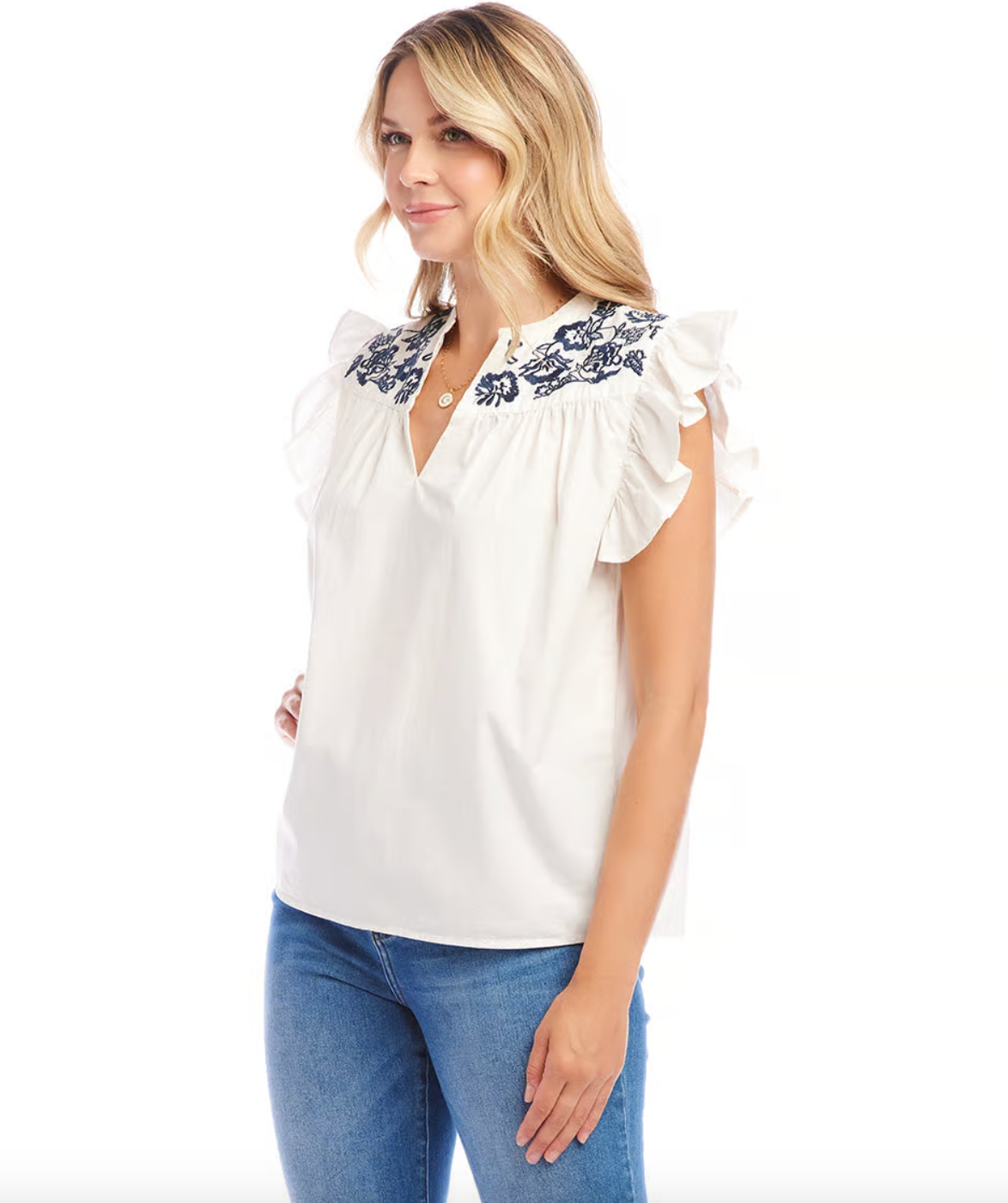 Embroidered Top - White