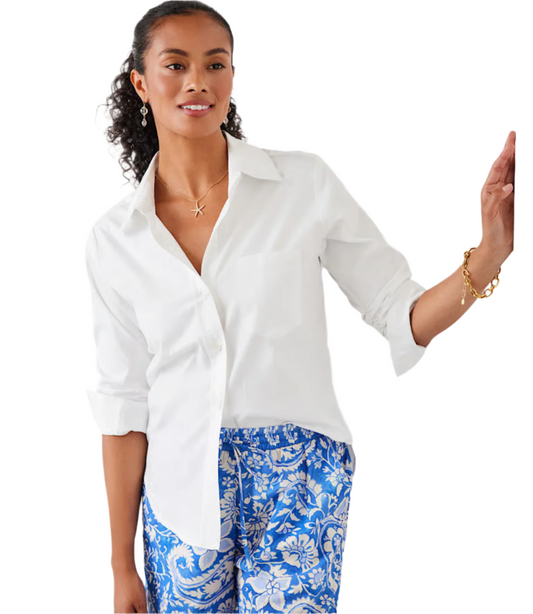 Ruched Sleeve Top - White