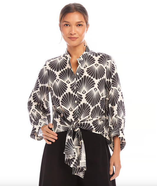 Tie Front Print Top