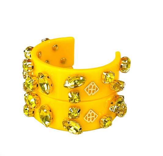 Resin Hoops w/ Crystals - Yellow