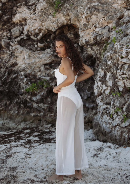 Eliza Cover-Up Pants - White