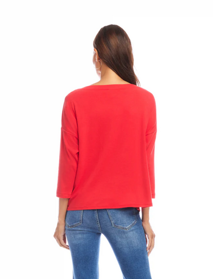 Boat Neck Top - Cherry