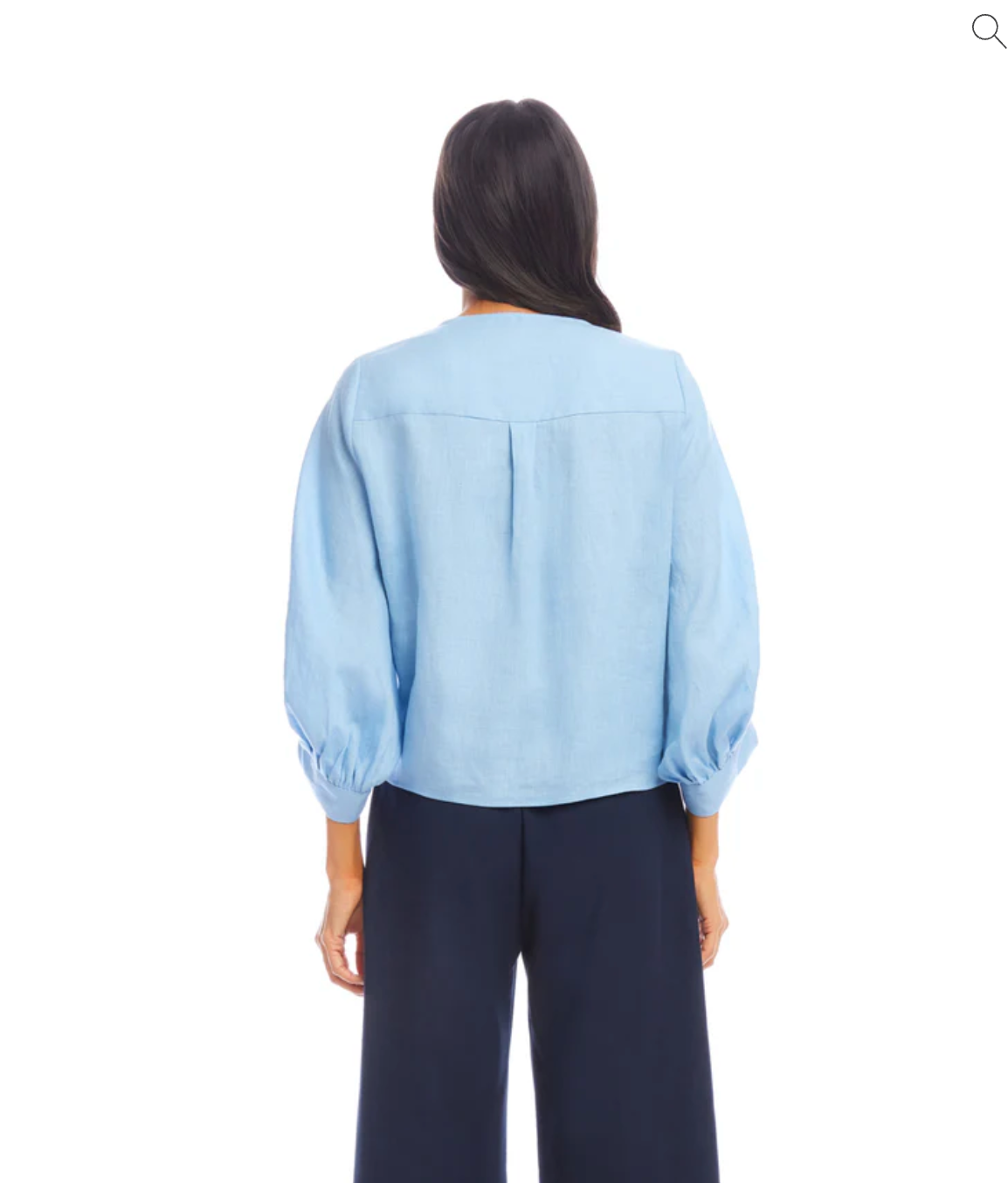 Linen Tie-Front Top - Lake
