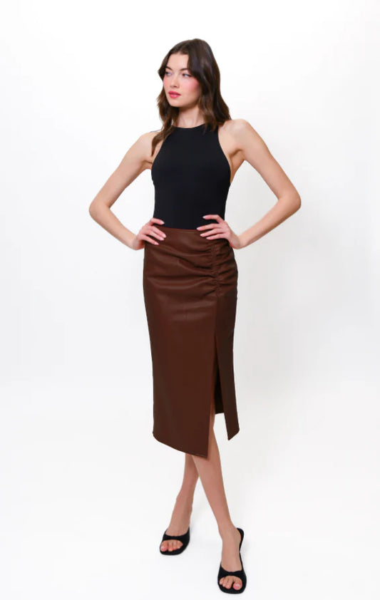 Nelly Ruched Skirt - Brown