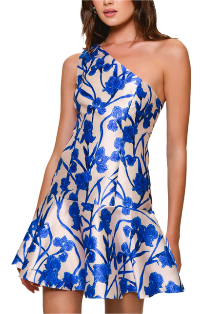 Silas Mini Dress - Cobalt Vining Orchids