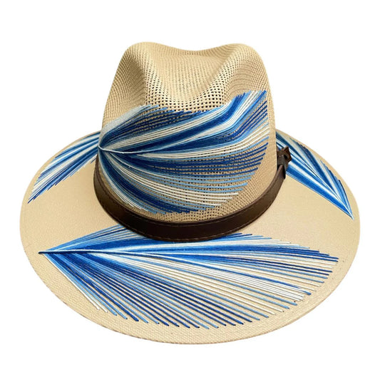 Pluma Embroidered Hat - Blue