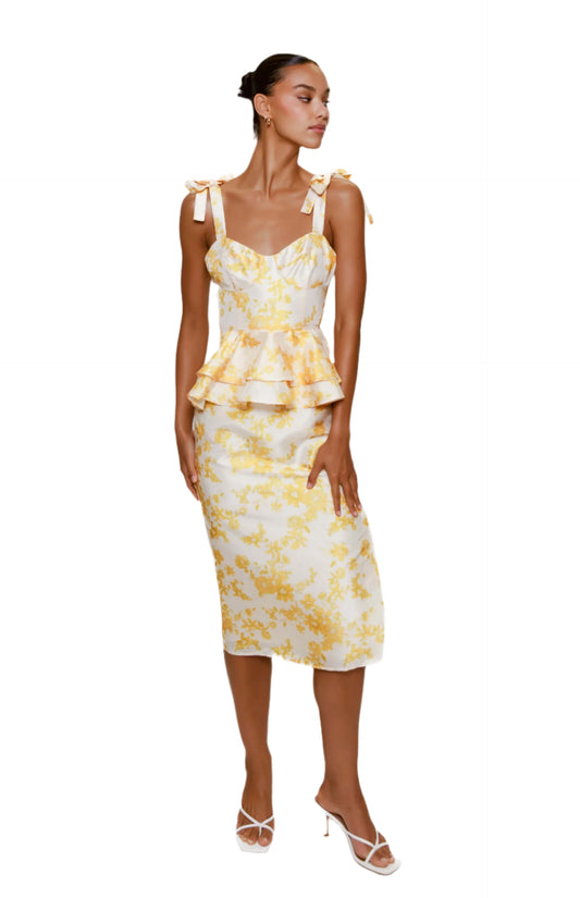 Casa Peplum Maxi - Champagne Floral