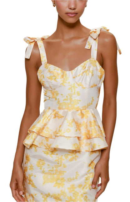 Casa Peplum Maxi - Champagne Floral