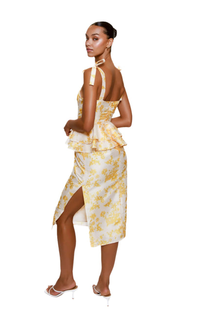 Casa Peplum Maxi - Champagne Floral