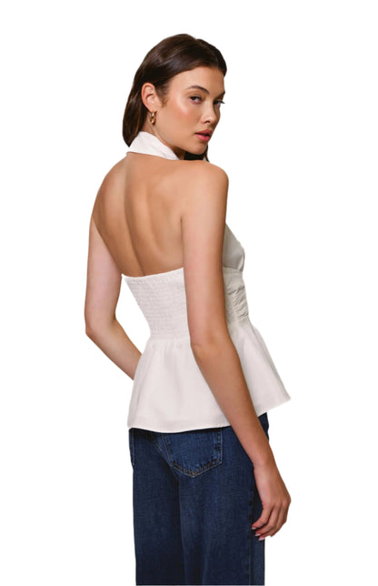 Colbie Halter Twist Top - White