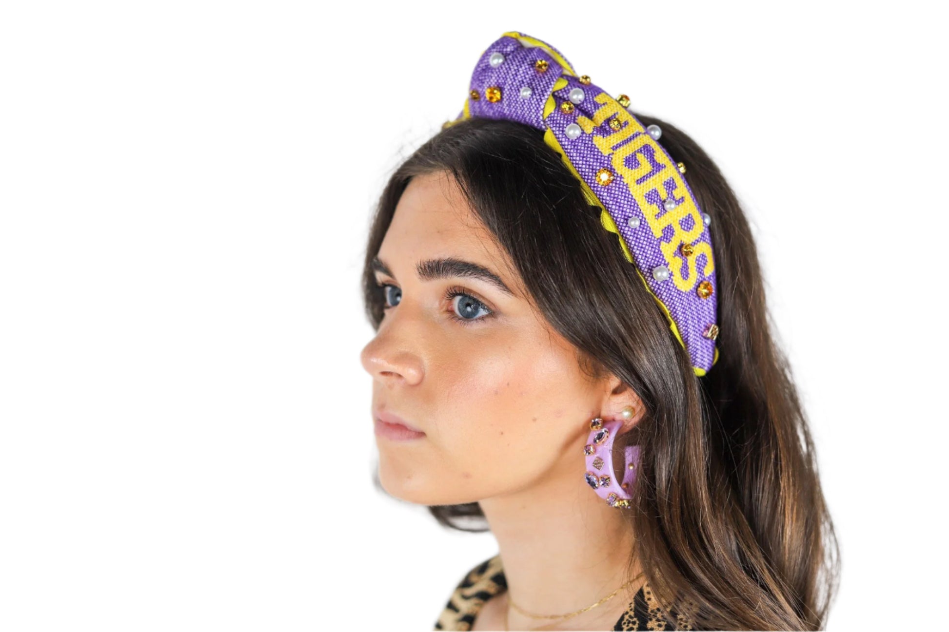 Brianna Cannon | Geaux Tigers Cross Stitch Headband Purple