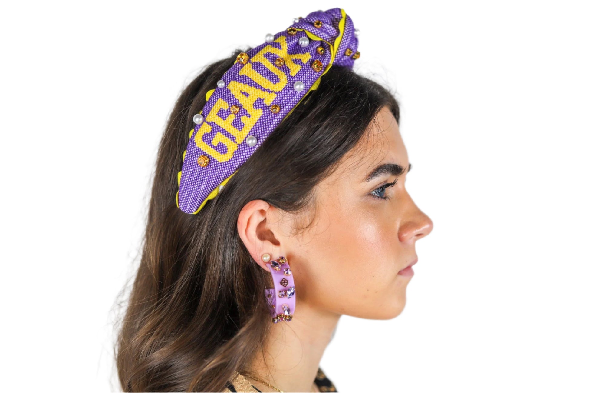 Brianna Cannon | Geaux Tigers Cross Stitch Headband Purple