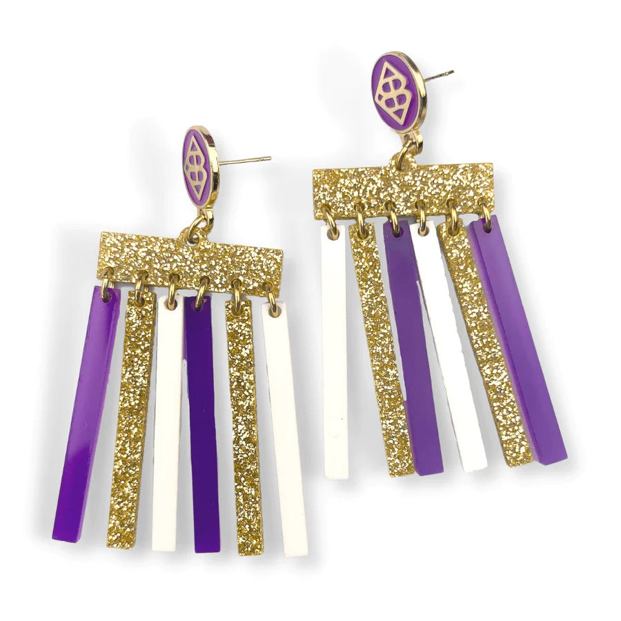 Brianna Cannon | Mod Dangle Earrings Purple, Gold, and White