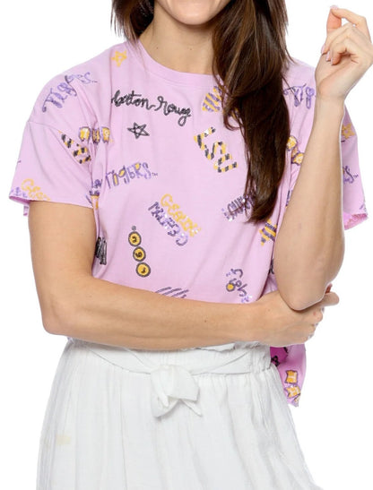 SS LSU Sequin Tee Lavender