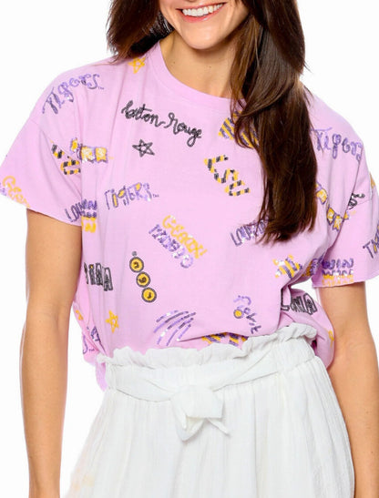 SS LSU Sequin Tee Lavender