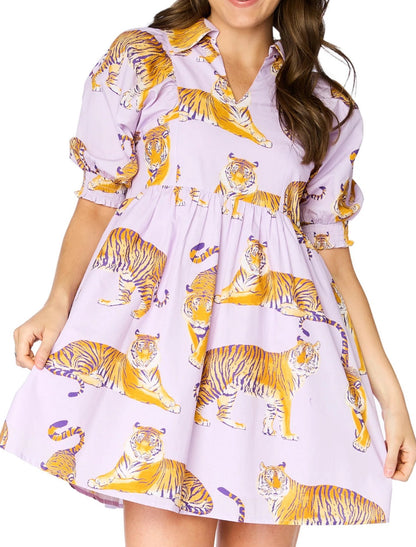 SS Tigers Poplin Dress Lavender