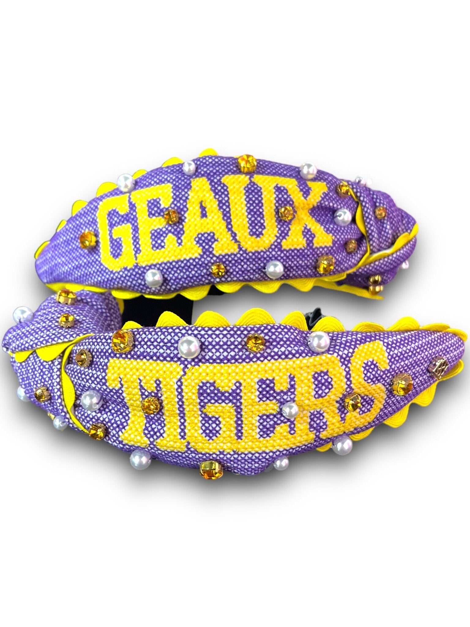Brianna Cannon | Geaux Tigers Cross Stitch Headband Purple