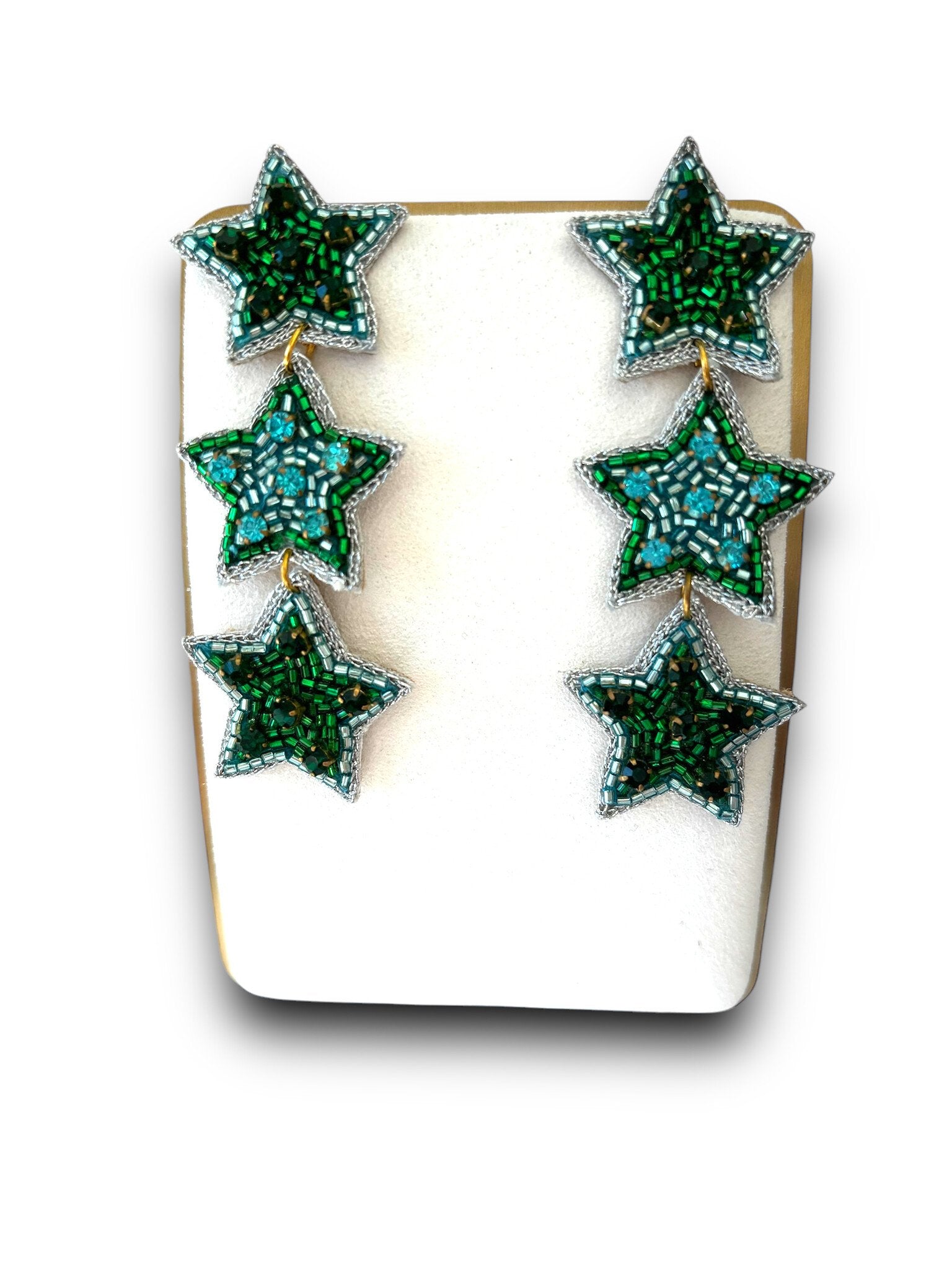 GL Triple Star Earrings Green/Blue