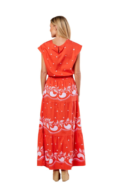 Gardenia Palmetto Skirt Sangria