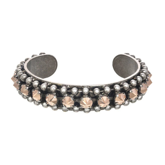 B5903 Crystal Bead Cuff Bracelet - Silver