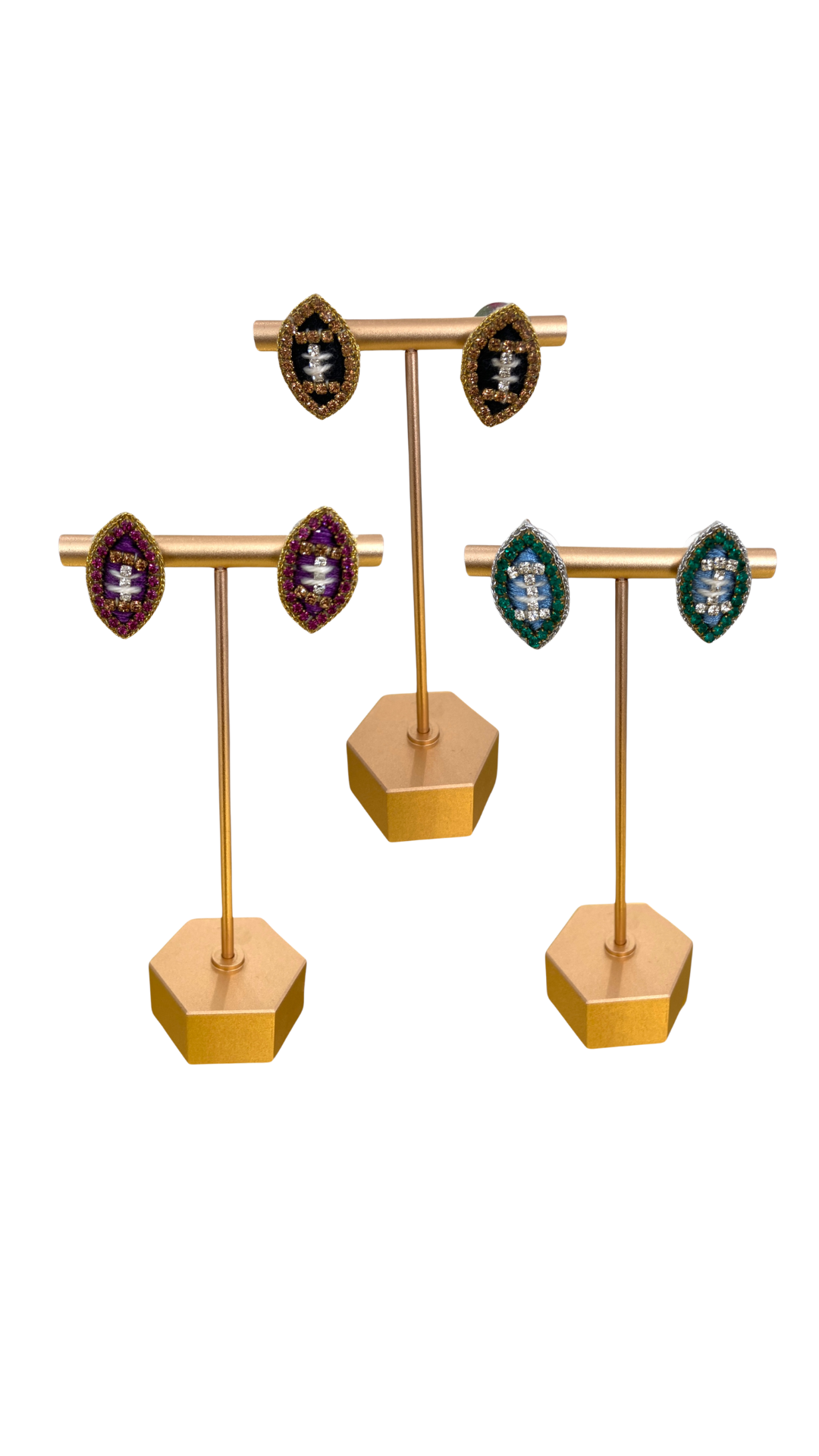 GL Football Stud Earrings Green/Blue